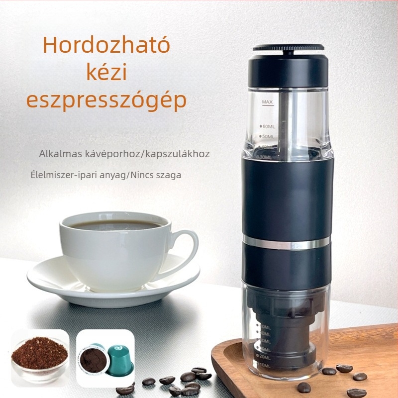 Hordozható kézi eszpresszó kávéfőző – olasz stílusú kézi nyomású, otthoni és utazási használatra
