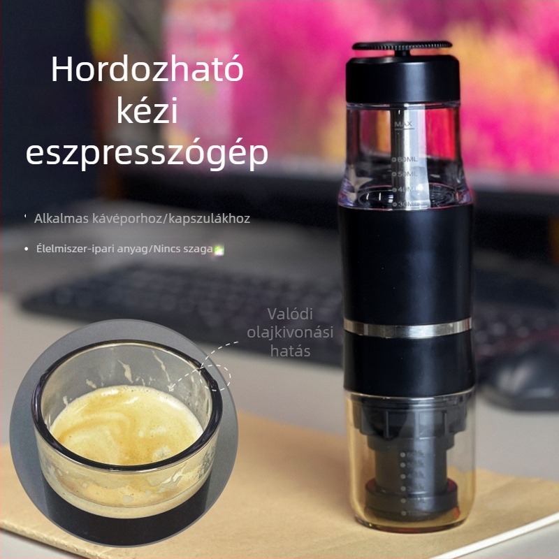 Hordozható kézi eszpresszó kávéfőző – olasz stílusú kézi nyomású, otthoni és utazási használatra