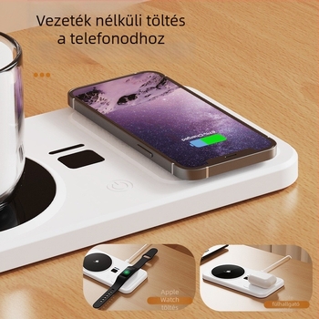 Többfunkciós melegítő pohár alátét vezeték nélküli telefon-töltéssel, állandó hőmérsékletű melegítő, tejmelegítő és okos vízmelegítő alap
