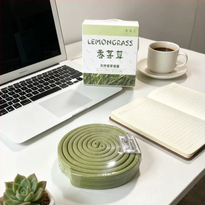 Lemongrass alapú növényi illatosított atkák elleni repelens beltéri és kültéri használatra, spirálfüstölő formájú, ártalmatlan