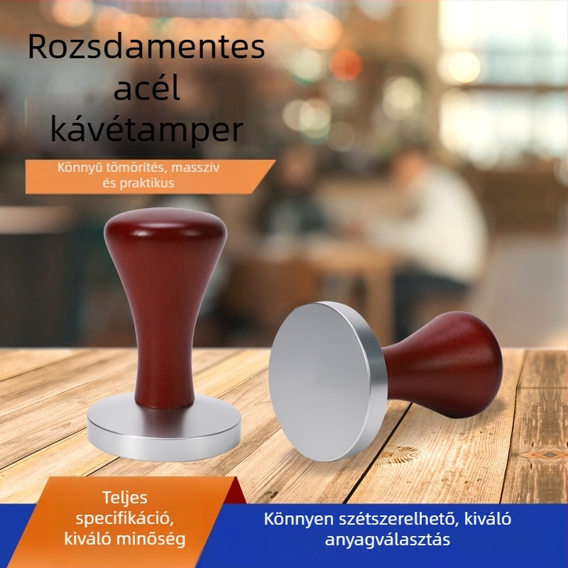 Személyre szabható kávétamper rozsdamentes acélból, fogantyúval
