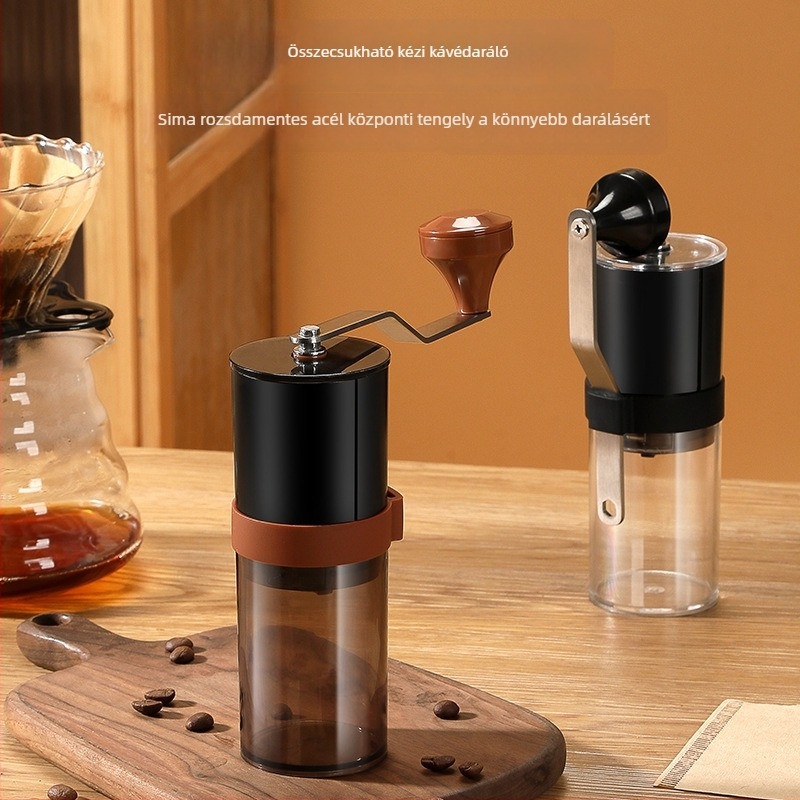 Kézi hajtásos kávédaráló pour-over és olasz stílusú őrléshez, összecsukható, hordozható otthoni használatra.