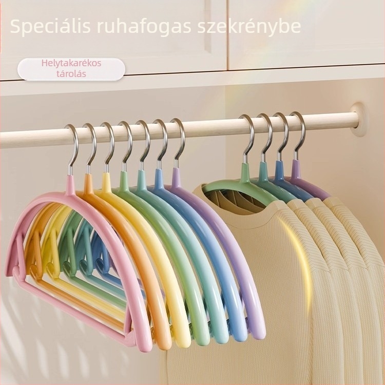 Otthoni használatra szánt ruhafogas, varrat nélküli, vállvédő, csúszásmentes, bolyhosodásmentes, ruhaszárító tartó, szivárványos vastított ruhafogas