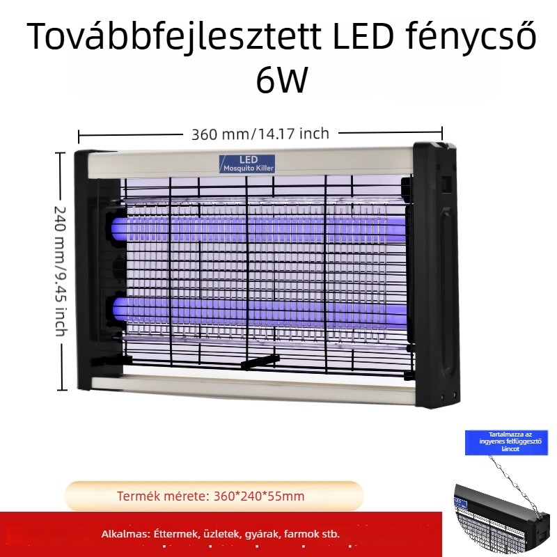 Belső használatra szánt LED rovarölő lámpa, biomimikus automata csapda lilás fénnyel
