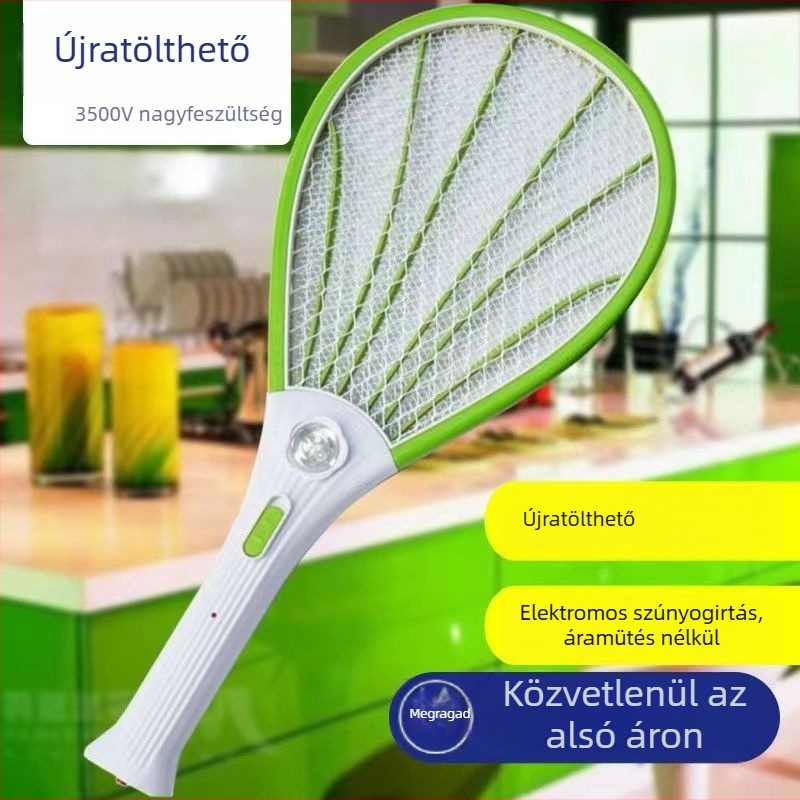 LED elektromos szúnyogcsapó rács beépített lítium akkumulátorral, háztartási használatra, biztonságos és nem toxikus, 22×53 cm, 3000–4000 mAh, 8–12 óra üzemidő, Ni-Zn-Fe háló