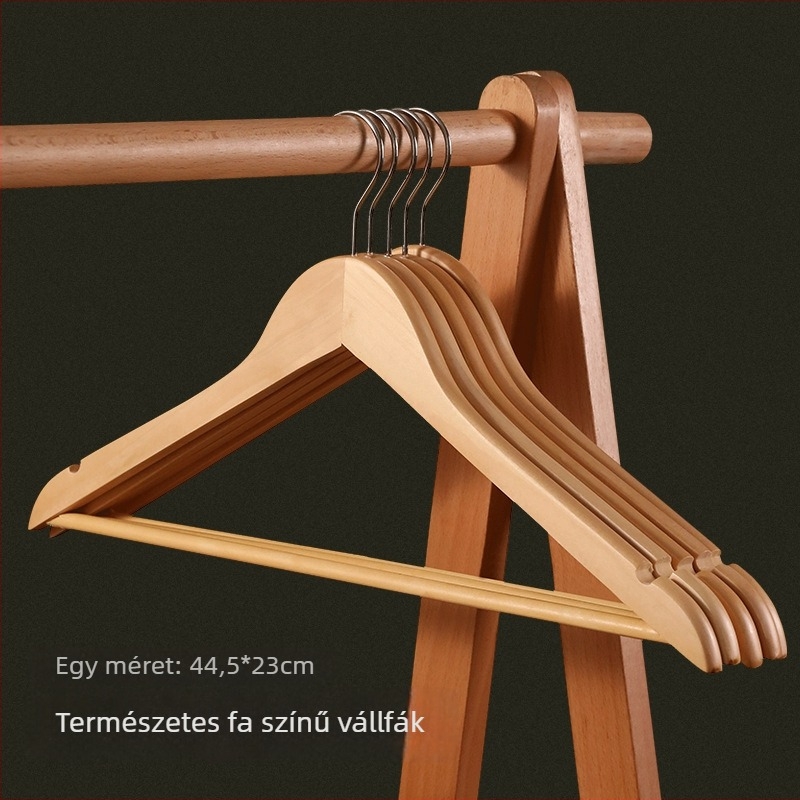 Tömörfa ruhakasztó széles vállú, csúszásmentes, gyűrődésmentes, háztartási használatra