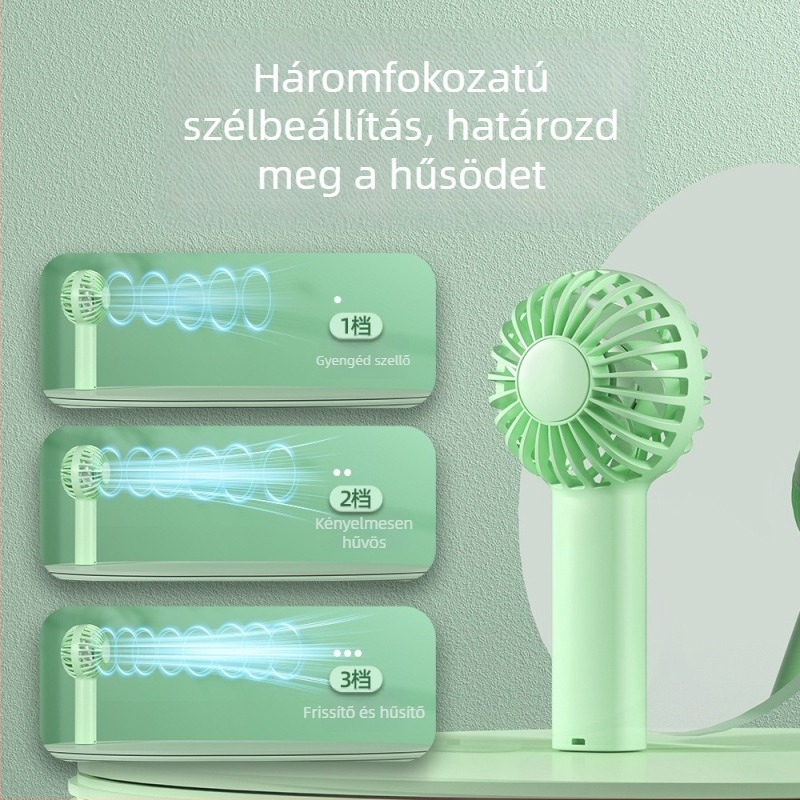 Mini USB újratölthető kézi ventilátor, izzó alakú, kompakt, erős, csendes