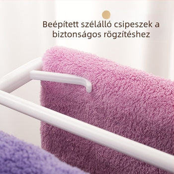 Kinyúló ruhaszárító állvány otthoni használatra a balkonon, vékony lepedők és törölközők szárításához, szélvédő klipszekkel és 360°-os forgó akasztóval