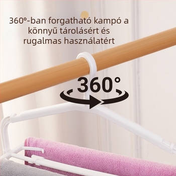 Kinyúló ruhaszárító állvány otthoni használatra a balkonon, vékony lepedők és törölközők szárításához, szélvédő klipszekkel és 360°-os forgó akasztóval
