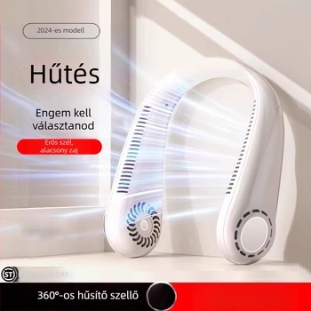 Beépített akkumulátoros nyakventilátor – hordozható, csendes kültéri hűtés, 3 sebesség, 6+ lapát