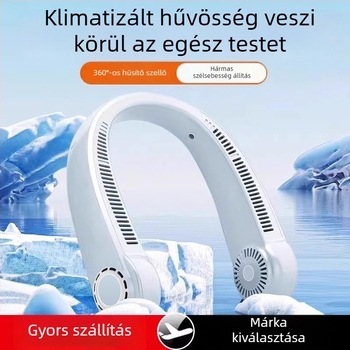 Beépített akkumulátoros nyakventilátor – hordozható, csendes kültéri hűtés, 3 sebesség, 6+ lapát