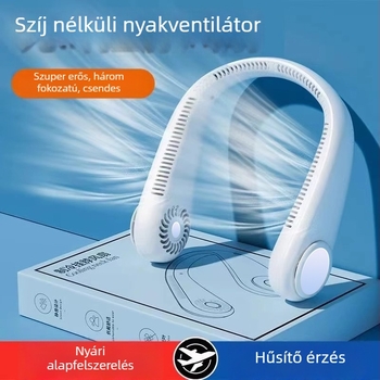 Beépített akkumulátoros nyakventilátor – hordozható, csendes kültéri hűtés, 3 sebesség, 6+ lapát