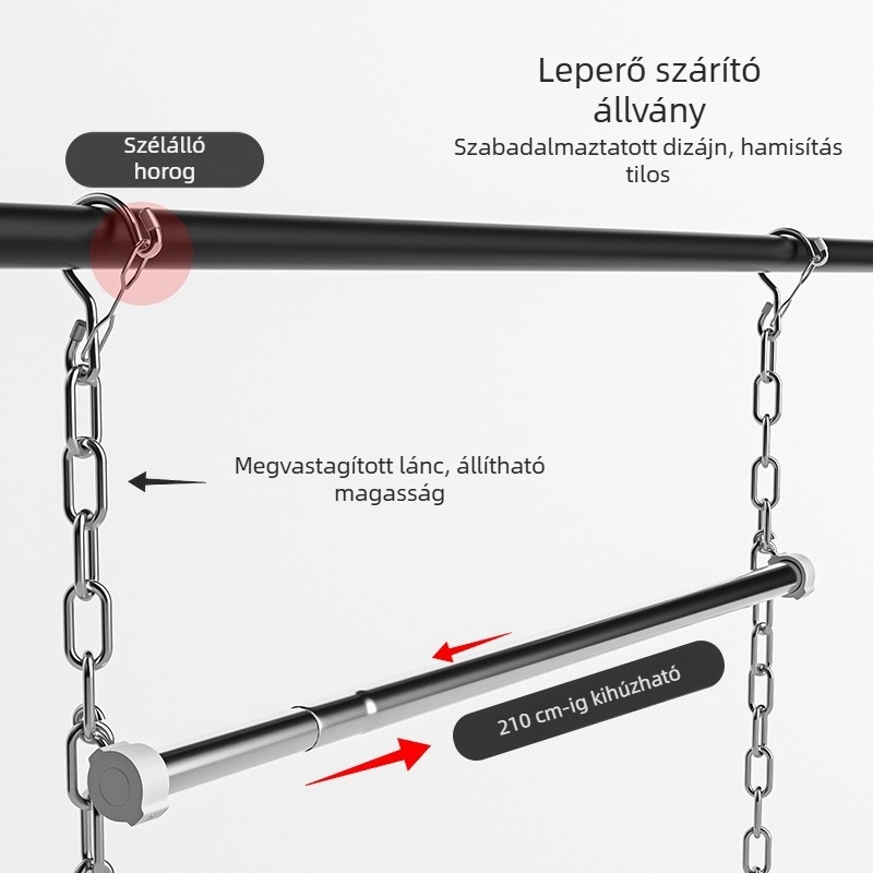 Hordozható rozsdamentes acélból készült ablakhoz illeszkedő ruhaszárító, fúrás nélkül, kinyitható, szélálló téli paplanokhoz