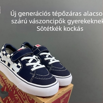 Gyermekeknek készült vászon cipő Velcro záróval, vastag gumitalp, mindennapi vintage stílus, uniszex