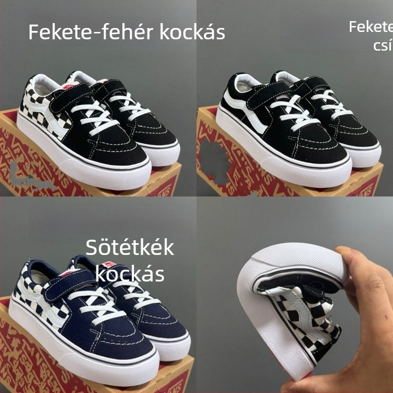 Gyermekeknek készült vászon cipő Velcro záróval, vastag gumitalp, mindennapi vintage stílus, uniszex