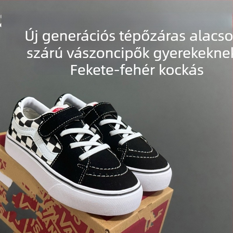Gyermekeknek készült vászon cipő Velcro záróval, vastag gumitalp, mindennapi vintage stílus, uniszex