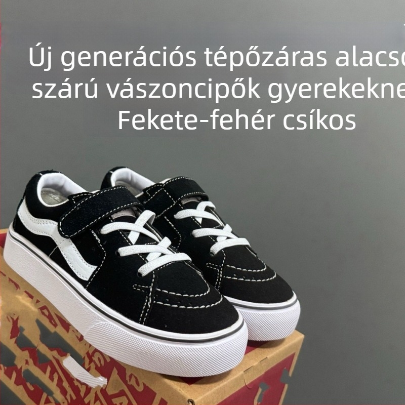 Gyermekeknek készült vászon cipő Velcro záróval, vastag gumitalp, mindennapi vintage stílus, uniszex