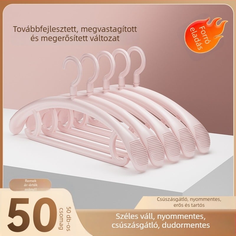 Megerősített ruhafogas otthoni használatra — ruhák felakasztására, vállnyom nélkül, kabátakasztó, 10 darabos készlet
