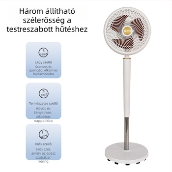 Otthoni levegőáramló ventillátor, függőleges álló ventilátor, 3 sebesség, alacsony zajszint
