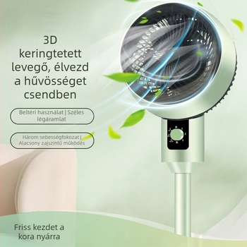 Légáramló ventilátor 3D-oszcillációval, padlón álló konvekciós ventilátor otthoni és kollégiumi használatra