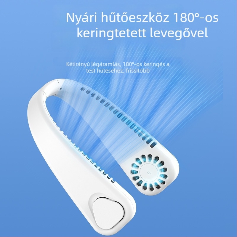 USB-töltésű nyakba akasztható ventilátor, hordozható kültéri sportokhoz, könnyű és csendes, állítható turbina