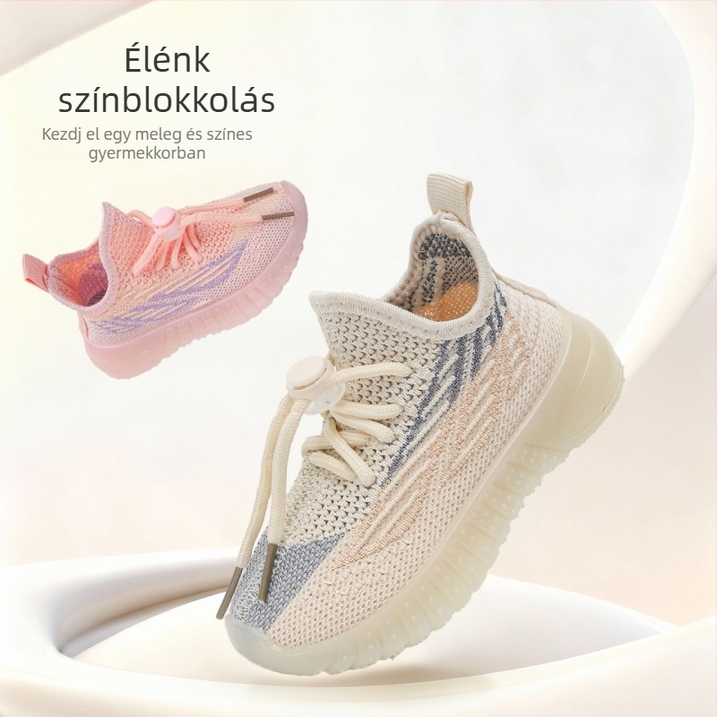 Uniszex gyerekeknek szánt sportcipő, 2026 tavasz–ősz, lélegző mesh felsőrész, puha talp, hétköznapi kültéri sneaker