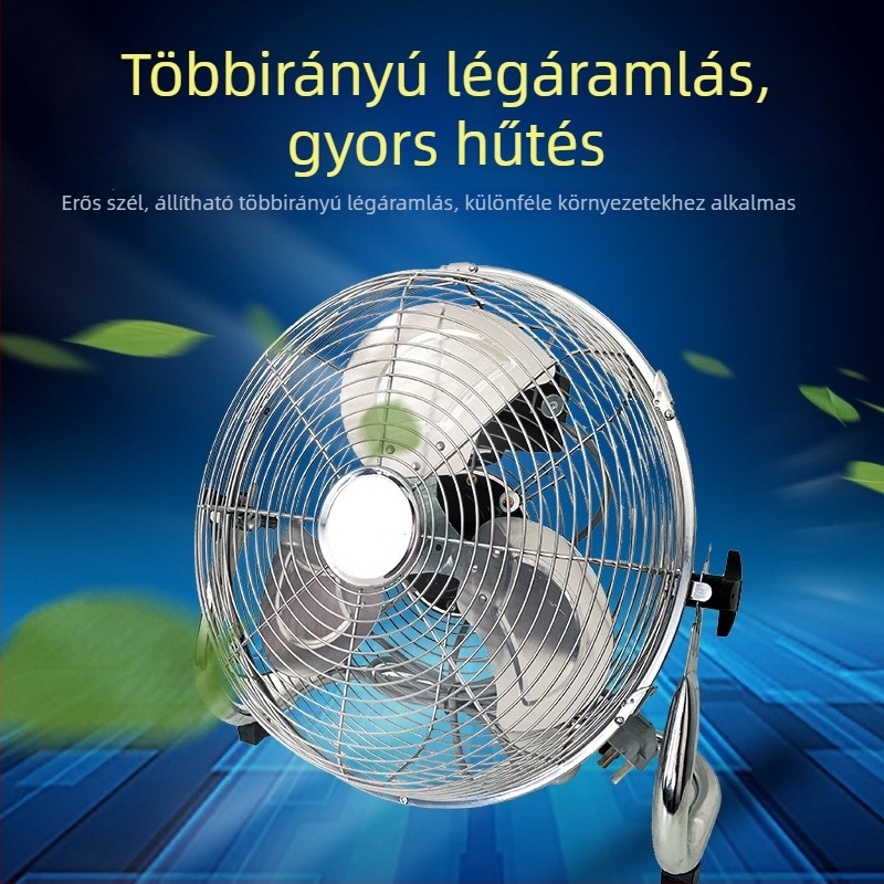 Ipari padló- és asztali ventilátor, erős, 180W, 3 sebesség, felfelé-lefelé oszcilláló fej, 220V