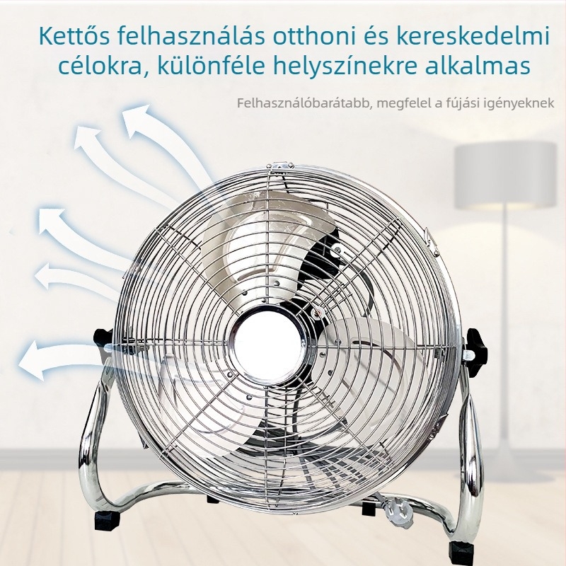 Ipari padló- és asztali ventilátor, erős, 180W, 3 sebesség, felfelé-lefelé oszcilláló fej, 220V
