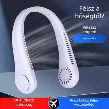 USB újratölthető nyakventilátor, kompakt hordozható lapát nélküli ventilátor digitális kijelzővel