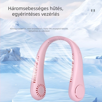 USB újratölthető nyakventilátor, kompakt hordozható lapát nélküli ventilátor digitális kijelzővel