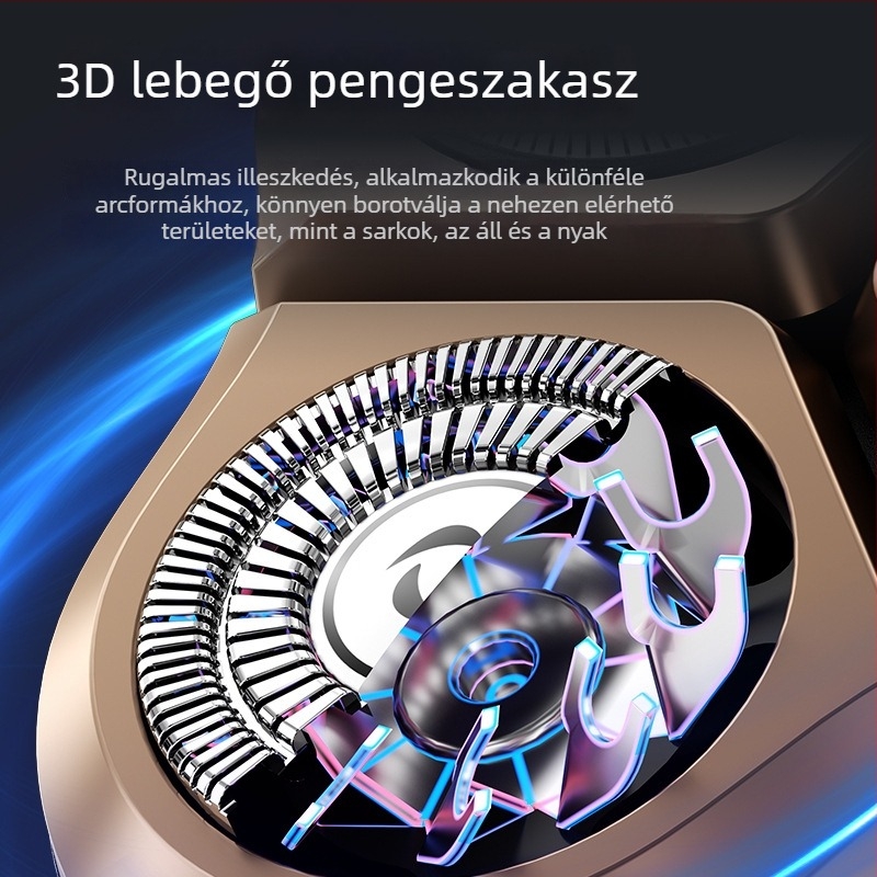 Új elektromos borotva, úszó 3D három pengés fejjel, teljesen mosható, USB töltés, digitális kijelző