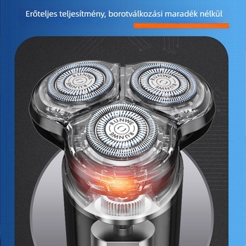 RUNWE Longway elektromos borotva, lebegő 3fejes forgó fej, beépített újratölthető akkumulátor
