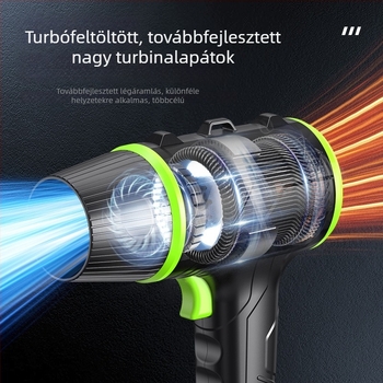 Li-ion akkumulátoros asztali ventilátor, nagy teljesítményű turbina, vezeték nélküli, 3 sebesség