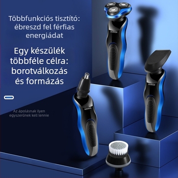 Qing Ting USB-s töltésű autóban szerelhető forgófejes elektromos borotva, három lebegő fejjel, mosható, hosszú üzemidővel