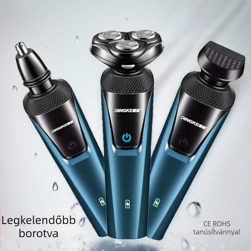 Dingke 8806 Férfiak számára elektromos borotva készlet, három pengés fej, három az egyben, mosható, USB töltés