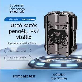 SID férfi elektromos borotva, teljesen mosható, hordozható és újratölthető, LED kijelző, lebegő vágófej, forgó kétélű fej, beépített akkumulátor, HS7279