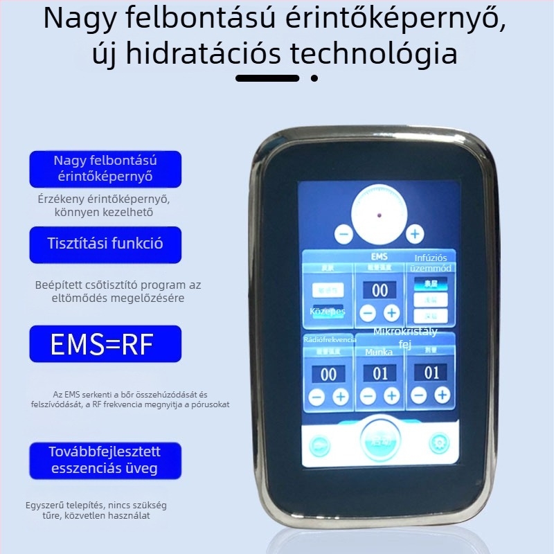 EMS arcbőr nano‑mikrokrisztályos tű nélküli víz‑fény készülék professzionális kozmetikai szalon használatra, arctor serum infúzióval, vanádium-titan