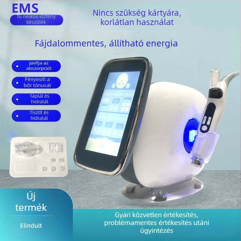 EMS arcbőr nano‑mikrokrisztályos tű nélküli víz‑fény készülék professzionális kozmetikai szalon használatra, arctor serum infúzióval, vanádium-titan