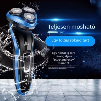 Feipu Star 7701 elektromos borotva, három az egyben, lebegő fej, rotációs hárompengés fej, vízben mosható