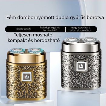 Új USB-töltésű férfi elektromos borotva, hordozható és kompakt, lebegő fejjel és kétfejű forgó fejjel