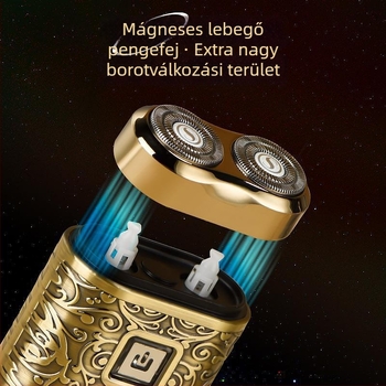 Új USB-töltésű férfi elektromos borotva, hordozható és kompakt, lebegő fejjel és kétfejű forgó fejjel