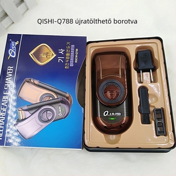 QISHI akkumulátoros elektromos borotva RSCW-Q788 férfiaknak, egy előre-hátra mozgó vágófej
