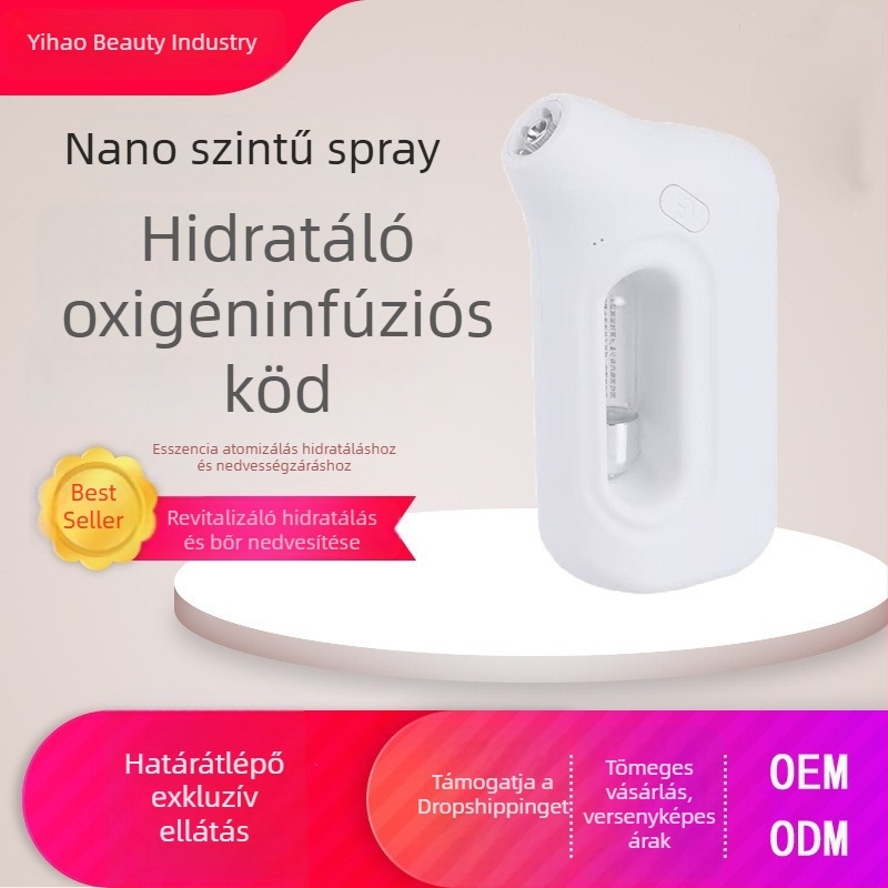 Kézben tartható vörös- és kékfényű nano permetező arcbőr hidratálására és oxigénezésére