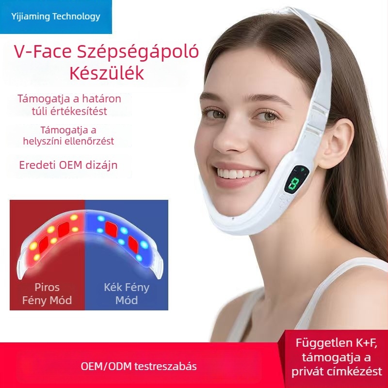 V-formájú arcvonalat emelő vibrációs arcmasszírozó vörös- és kék fény elektroterápiával