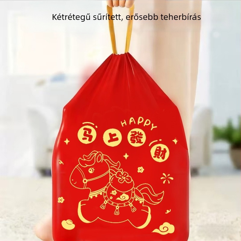 Zsinóros szemeteszsákok, vastagítottak, extra vastagok, nagy méretűek, háztartási használatra, nyomtatott műanyag zacskók