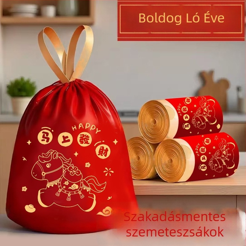 Zsinóros szemeteszsákok, vastagítottak, extra vastagok, nagy méretűek, háztartási használatra, nyomtatott műanyag zacskók