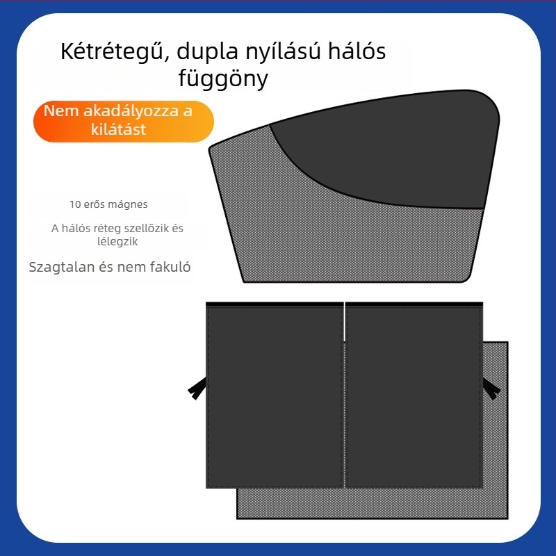Mágneses autóoldali ablakárnyékoló függöny belső használatra, magánélet és hőszigetelés