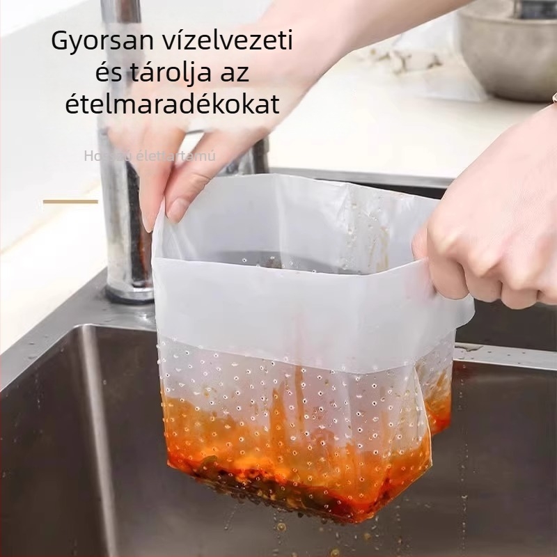 Konyhai mosogató szűrőzacskó, álló kivitelben, vastított szűréshez, háztartási, egyszer használatos
