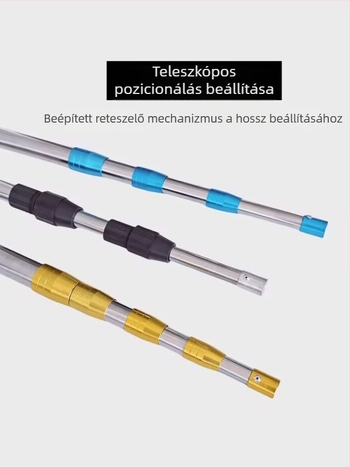 Teleszkópos rozsdamentes acél merítőnyél pozicionálással, harpunnyél és nagy háló készlet