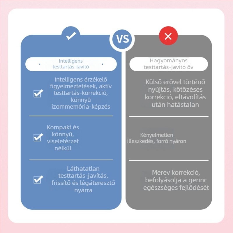 Okos testtartás-korrekciós eszköz diákoknak és gyerekeknek — láthatatlan, kényelmes, vibrációs emlékeztető a helyes testtartásért.